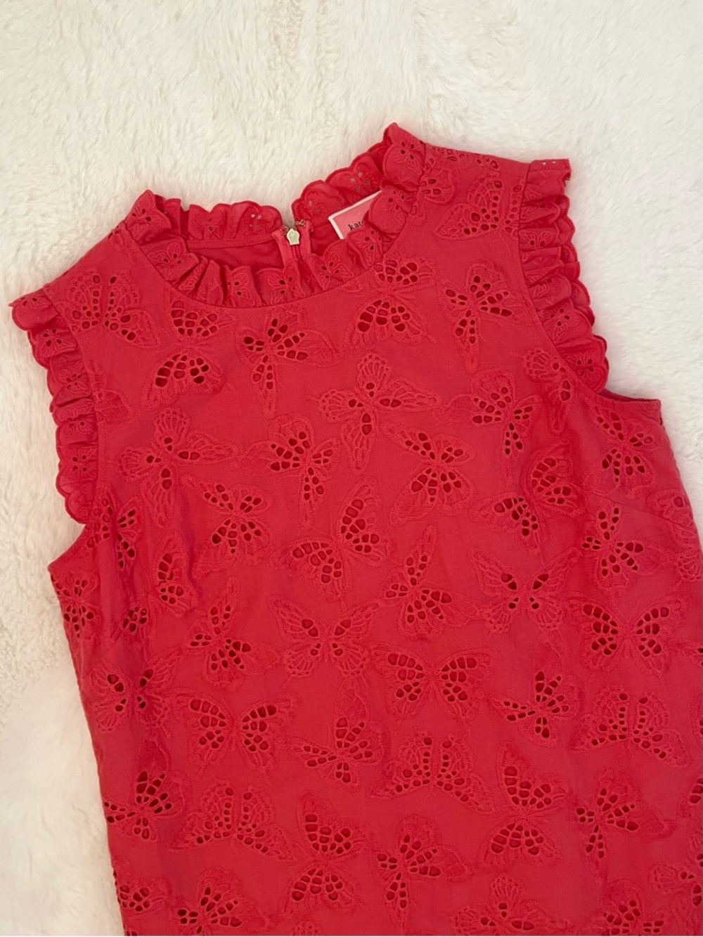 Kate Spade Mainline Watermelon Butterfly Eyelet Shift Dress - Picture 9 of 16
